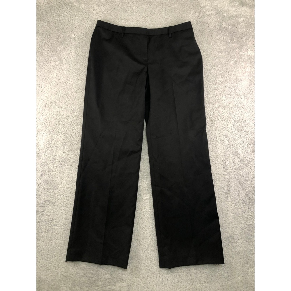 Brooks Brothers Pants Women 10P (32x30) Black Wide Leg 100% Wool Trousers